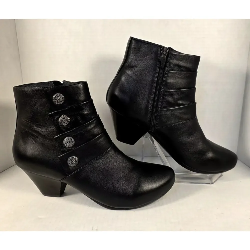 Dansko Baker Black Leather Button Ankle Boots Booties Size 41 US 10.5-11 Comfort